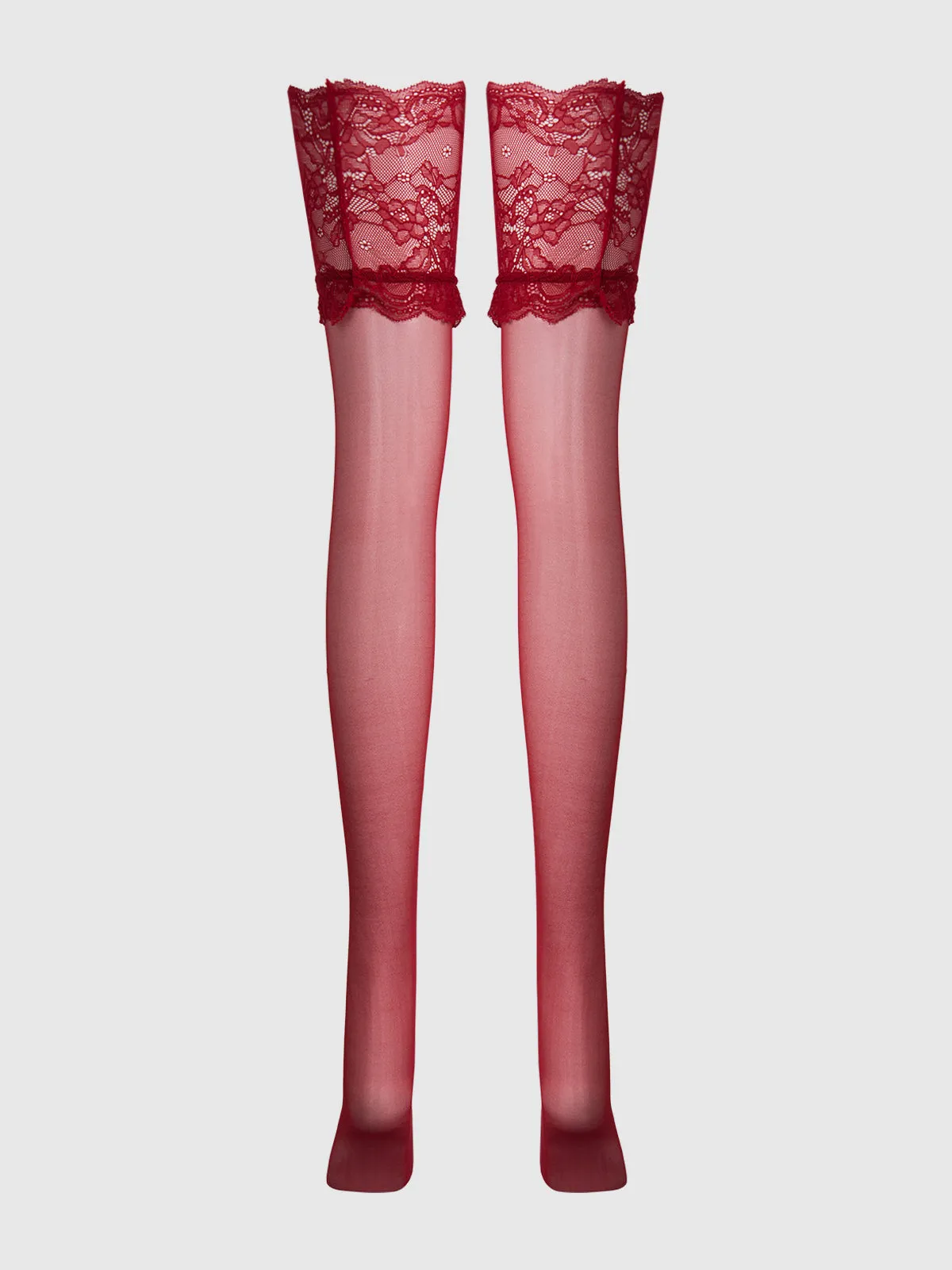 Thigh High Sheer Stayups With Tall Lace Band