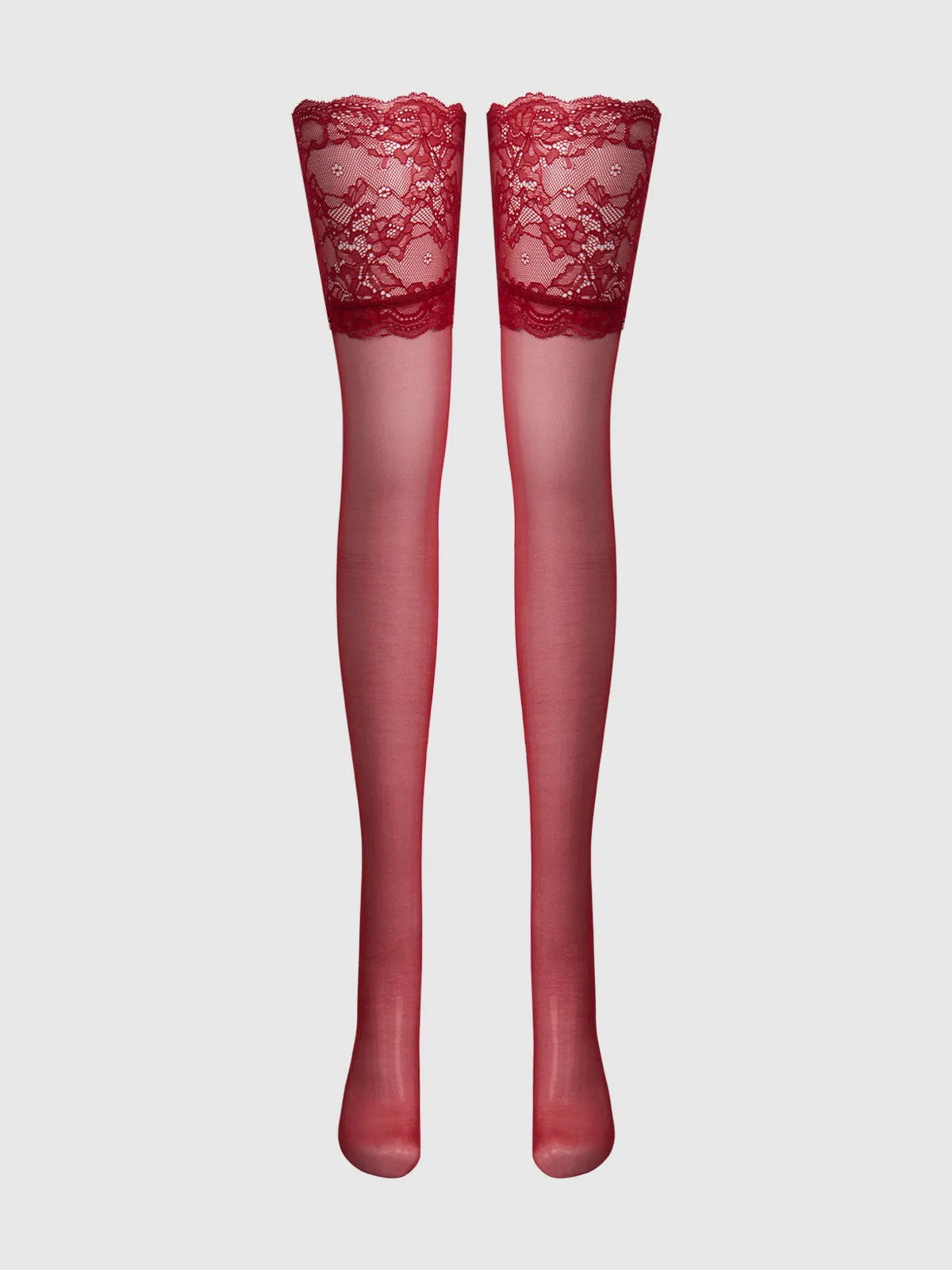 Thigh High Sheer Stayups With Tall Lace Band