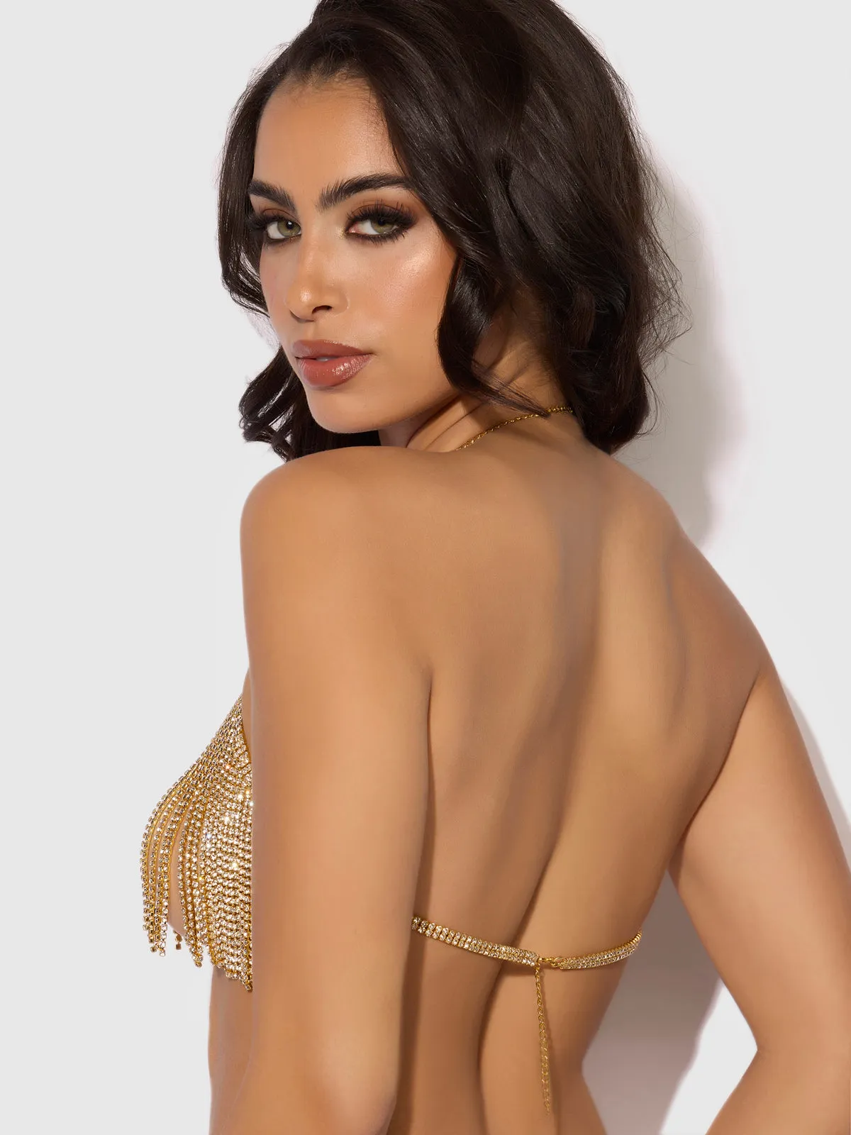 Ziggy Rhinestone Dangle V-Neck Bra