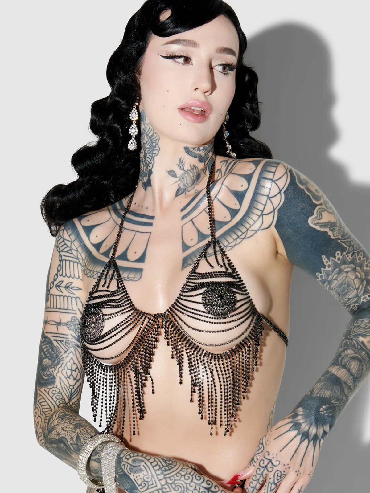 Ziggy Rhinestone Fringe Triangle Bra