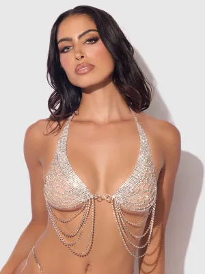 Ziggy Rhinestone Net Halter With Openable Front