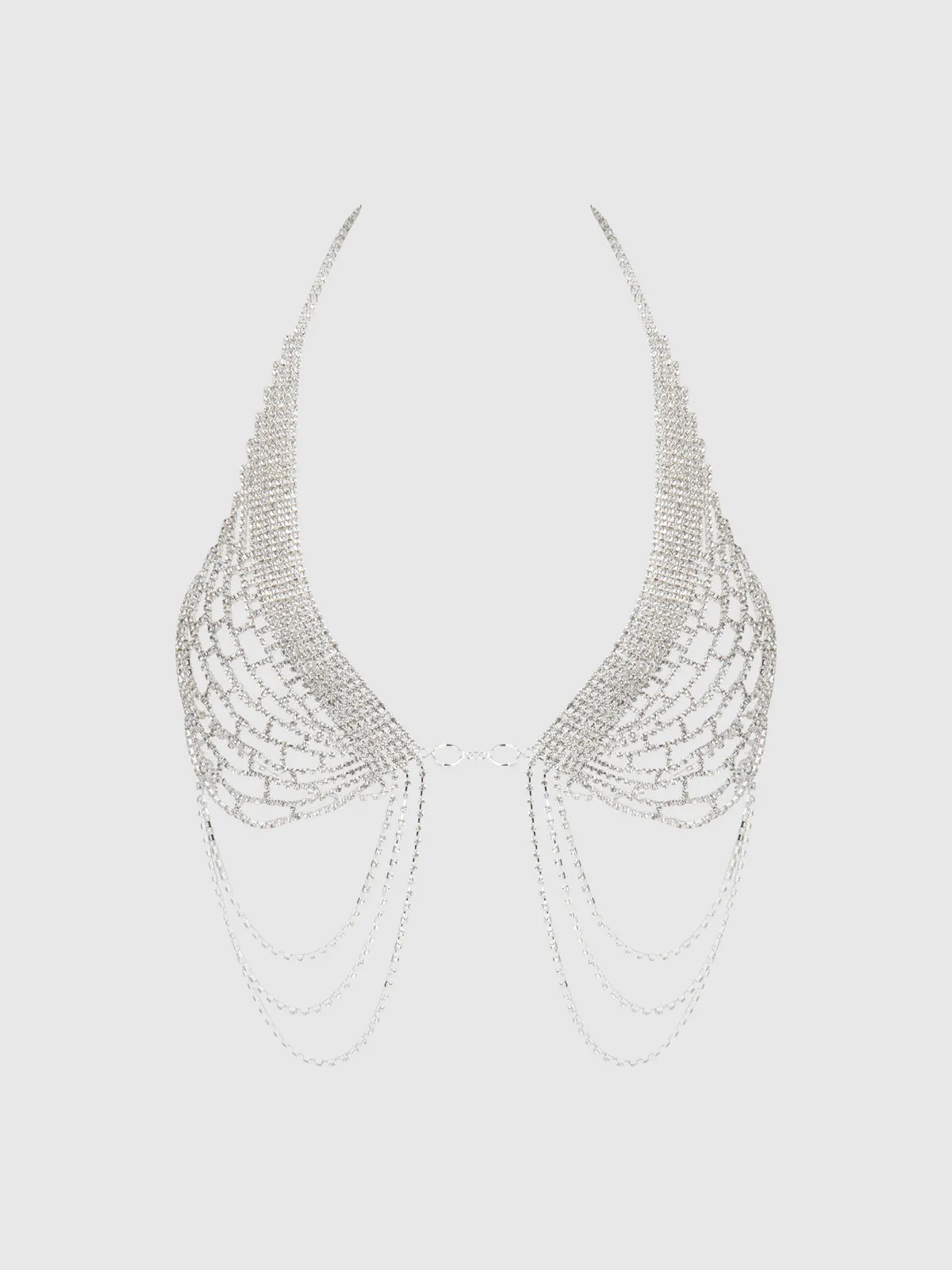 Ziggy Rhinestone Net Halter With Openable Front
